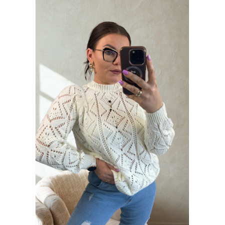 Sweter ażurkowy śmietanka